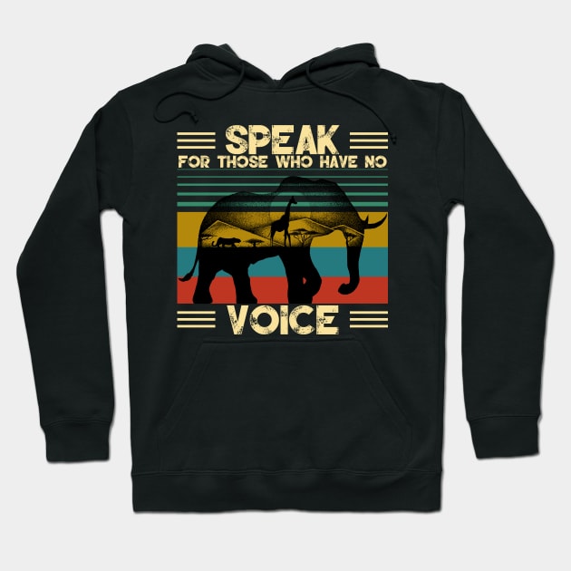 Elephant Speak For Those Who Have No Voice Animal Rights Hoodie by RobertBowmanArt